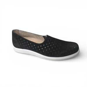Munro Ridley Perforated Comfort Sneaker 11N Black Leather Slip-On Loafer Casual